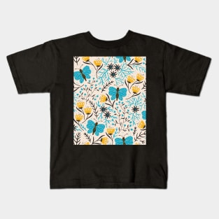 Flower And Butterfly Seamless Pattern Kids T-Shirt